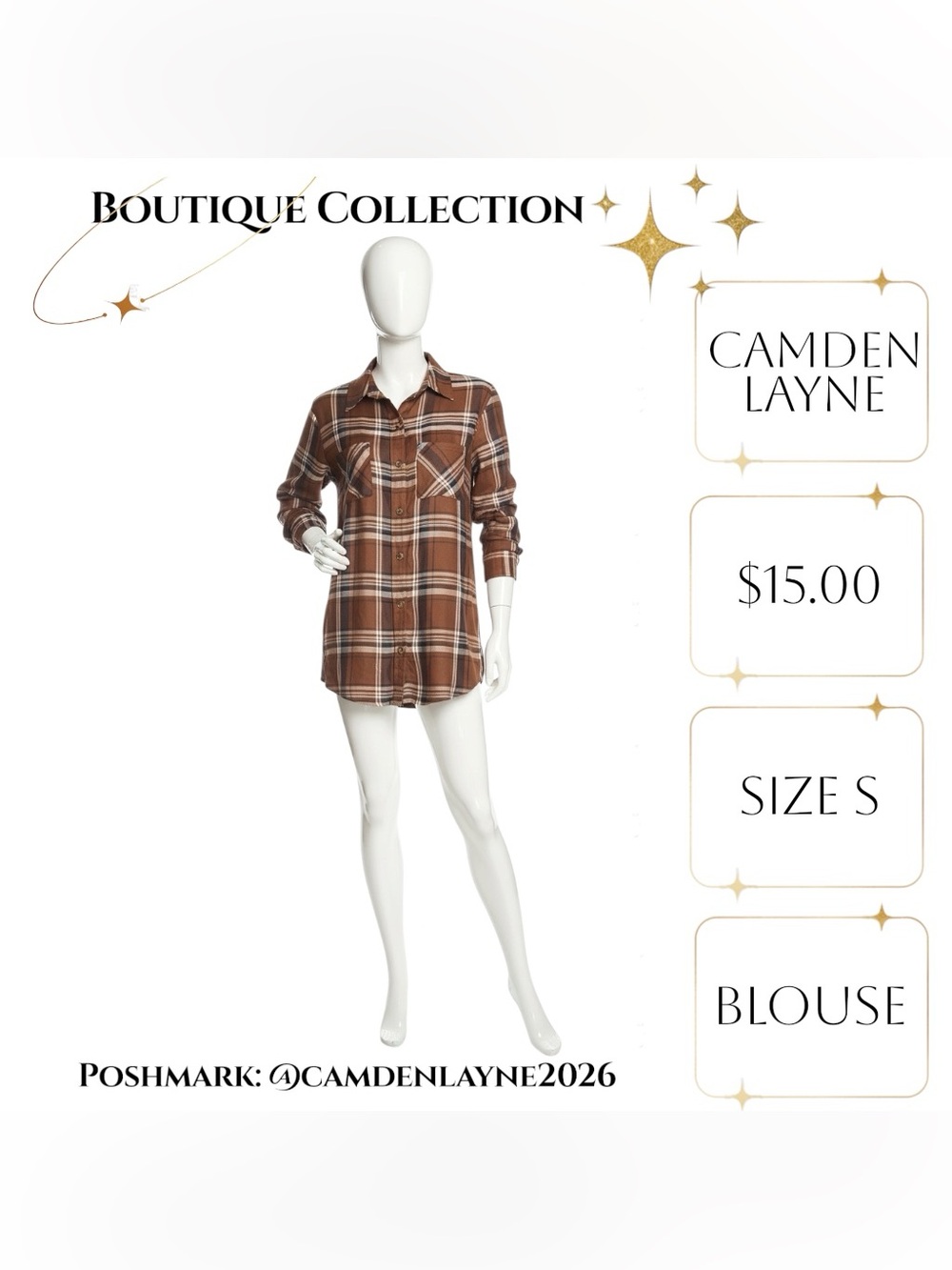 Camden Layne Women's Brown Plaid Button-Down Shirt